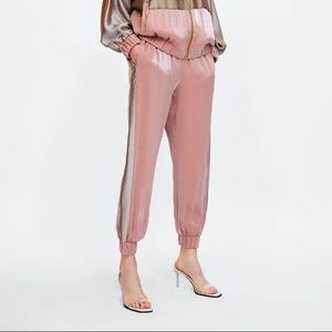 Zara pink satin jogger
